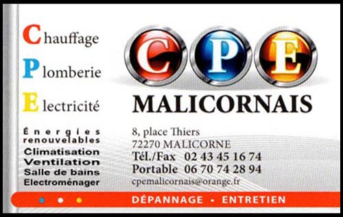 cpe malicornais, électricité, salles de bains, chauffage, énergies renouvelables, électroménager, climatisation, vmc, plomberie