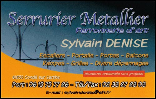 sylvain denise, serrurerie, métallerie,escaliers,portails, ferronnerie d'art,