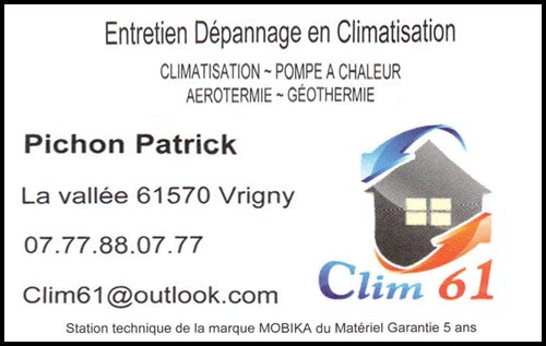 clim 61 - patrick pichon, aérothermie, climatisation, géothermie, pompes à chaleur,
