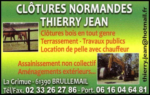 clotures normandes - thierry jean, aménagements extérieurs,assainissement, (,clôtures, location de pelle avec chauffeur,terrassement, travaux publics