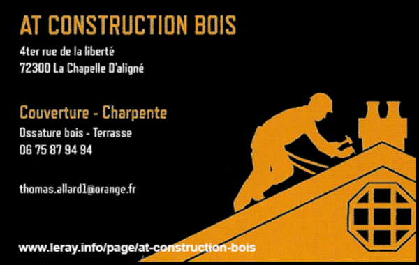 at construction bois - allard thomas, charpente,couverture,zinguerie,pose de gouttières,couvertures en tuiles,bac acier,couverture métallique,couverture zinc,couverture ardoise naturelle,bardage,isolation extérieure,charpente bois,charpente traditionnelle,charpente maison individuelle,bardage bois,ossature bois,carport,extensions bois,terrasses bois,terrasse composite,surélévation de maisons,surélévation de toiture,fenêtres de toits,velux,remplacement de velux,transformation de charpentes,bardage zinc,bardage alu,joint debout,cabanon de jardin ossature bois,chalet de jardin