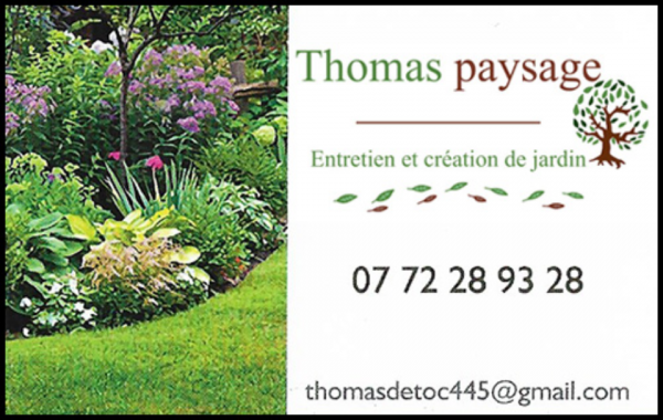 thomas paysage - thomas detoc, paysagiste,engazonnement,clôtures,pose de bordures,mini-pelle,claustra,dallage,terrasses bois,création de terrasses,retenue de terre,création de massifs,rocaille,paillage,palissade,enrochement,empierrement,pavage,gabion,créations extérieures,aménagements paysagers,garden staging,amélioration de jardins,abattage de haies,broyage de déchets verts,broyage de végétaux,taille d'arbres et arbustes,taille de haies,tonte,évacuation de déchets verts,contrat d'entretien paysage annuel,taille d'ornement,ardoise,ardoises naturelles,pierre de pays,entretien paysager,broyage,débroussaillage,dessouchage,taille douce,taille raisonnée,plantations,broyeur de branches,gyrobroyage,
