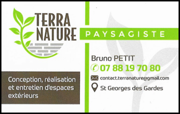 terra nature paysagiste - bruno petit, paysagiste,abattage d'arbre,abris de jardin,aménagement de cours,aménagement de piscine,broyage,carport,claustra,clôture,conception paysagère,création de bassins,création de cours,création de massifs,création de terrasses,dallage,dalle béton,débroussaillage,désherbage,empierrement,engazonnement,enrochement,entretien de massifs,entretien espaces verts,gabion,gazon de placage,maçonnerie paysagère,mini-pelle,murets,paillage,palissade,pavage,paysagiste conseil,pergolas,plantations,portails,pose d'enrobés,pose de bordures,pose de brandes de bruyère,préparation de jardin,retenue de terre,rocaille,rognage de souches,scarification,taille de haies,terrassement,terrasses bois,terrasses pierre,tonte,garden staging,aménagements paysagers,jardins naturels,professionnel,services à la personne,sap,entreprises,entrepreneurs,jardin,jardiniers,déduction fiscale,déduction d'impôts,services à la personne,