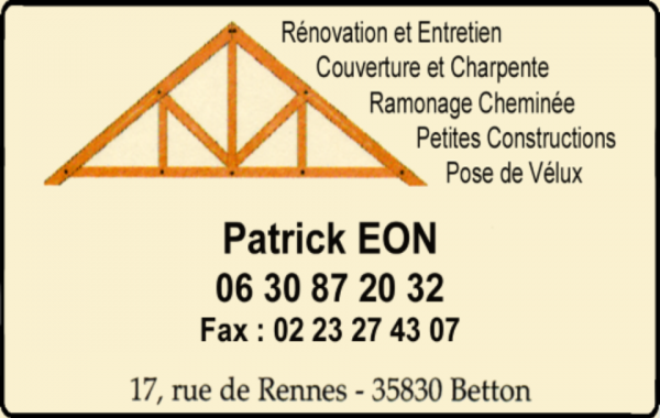 patrick eon, couverture,charpente,ramonage,cheminées-foyers,fenêtres de toits