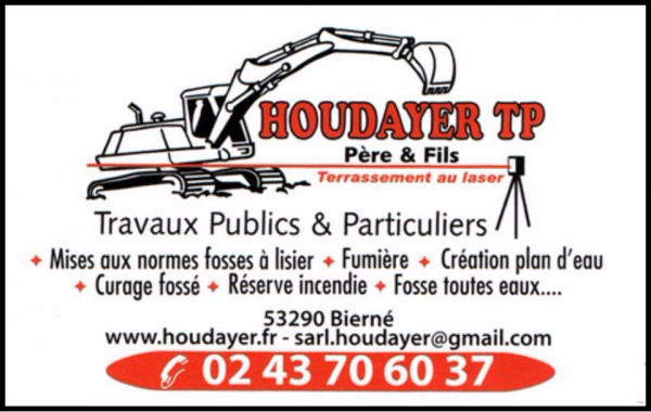 houdayer tp père et fils, terrassement,travaux publics,pose de fosses toutes eaux,micro-station,assainissement,curage d'étangs,curage de fossés,démolition,mise aux normes agricoles,fosses à lisier,fumières,bâtiments agricoles et industriels,bâtiments d'élevage,réserve d'incendie,aménagement de cours,clôtures,portails,création de plans d'eau,création de stations d'épuration,pose de bordures,pose de pavés,empierrement