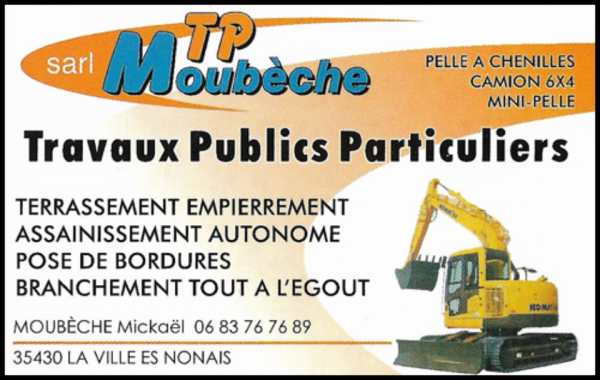 moubeche tp, terrassement,travaux publics,pose de fosses toutes eaux,micro-station,assainissement,démolition,aménagement de cours,empierrement,enrochement,récupérateur d'eaux de pluie enterrées,terrassement de piscines,tous travaux de vrd,canalisations,plateformes,enrobé à chaud,assainissement autonome